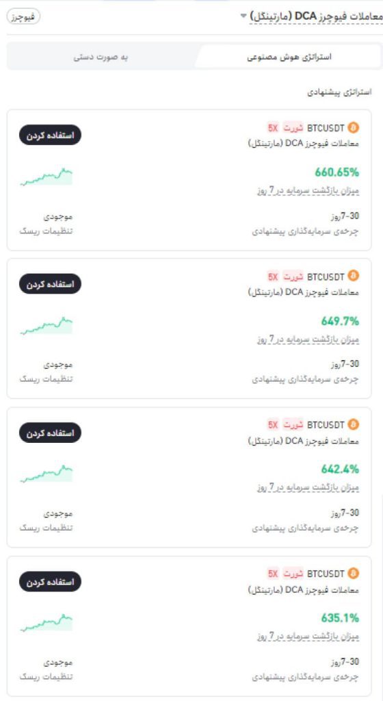 لیست رباتهای DCA