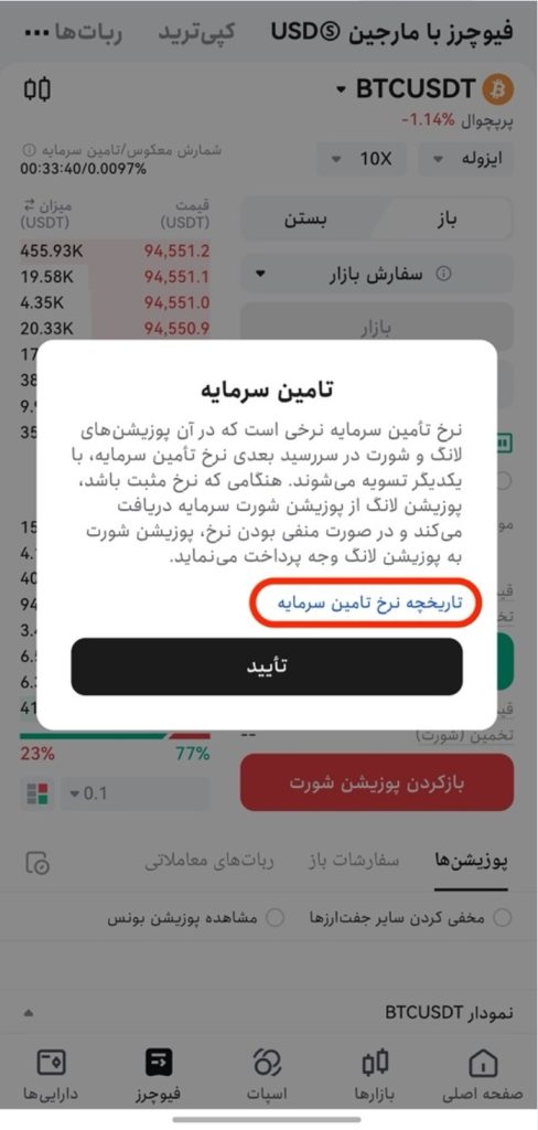 انتخاب تاریخچه فاندینگ ریت